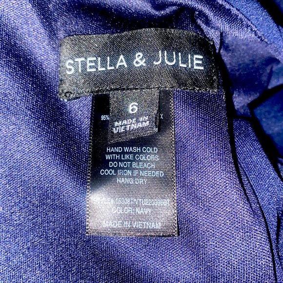 Navy Blue Ruffle Sleeve & Gold Button Dress - Picture 5 of 5